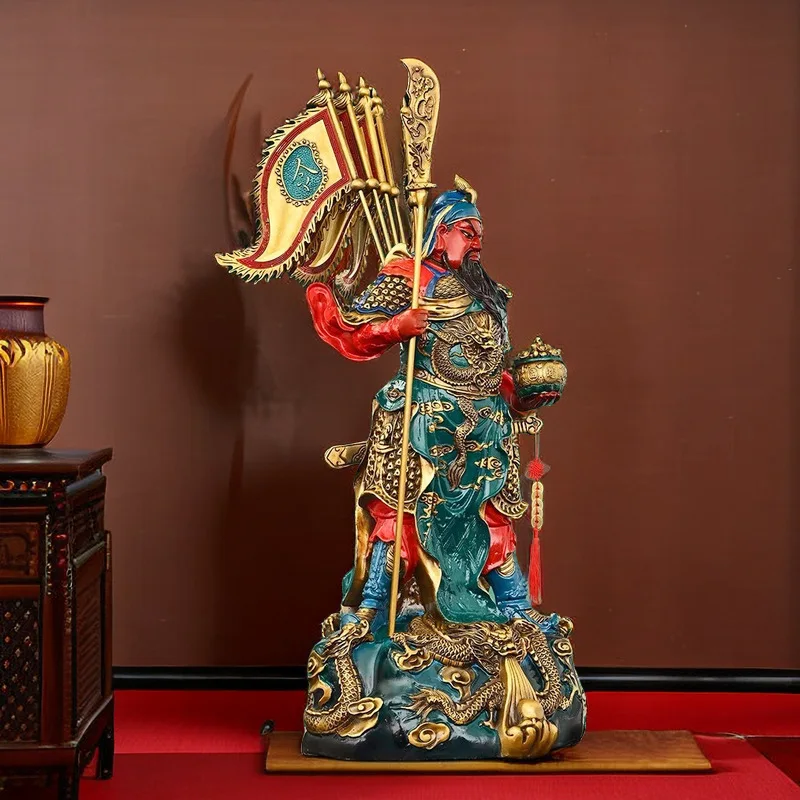 CZ Brass Kowloon Guangong Ornament High Temperature Coloring  Character Painting God of Wealth Store Company Craft Decorations
