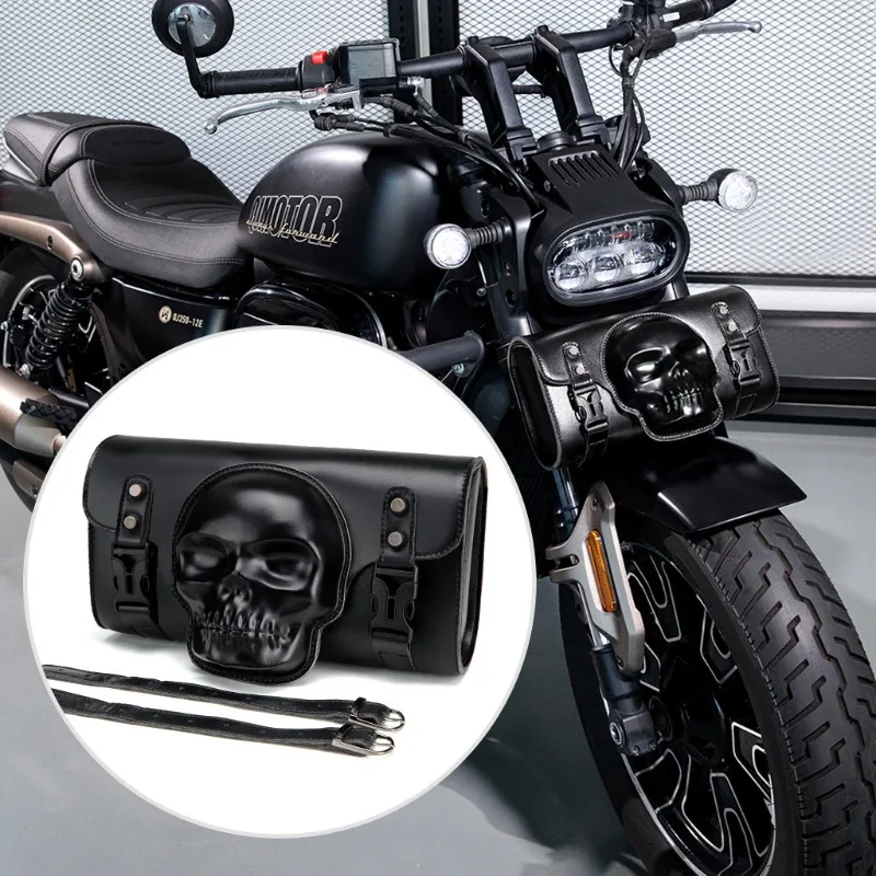 Motorcycle Front Hanging Bag,Retro Cruiser Style Storage Pouch for Motorcycle,Adjustable Straps Tool Bags Motorcycle Accessories