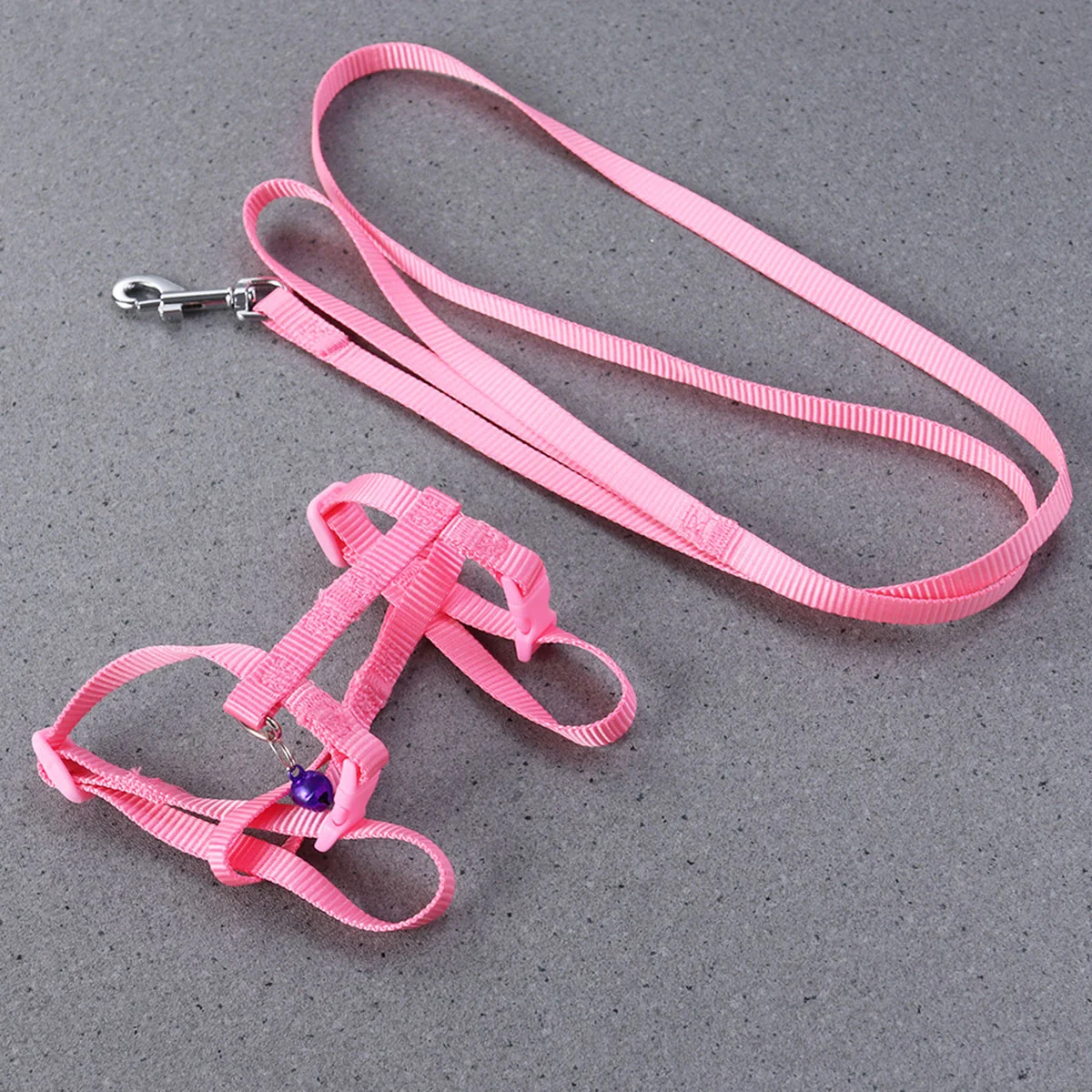 

Rabbit Harness Leash Adjustable Pink Small Bell Ultra Soft Material Comfortable Pet Walking Running Lead Rabbit Harness