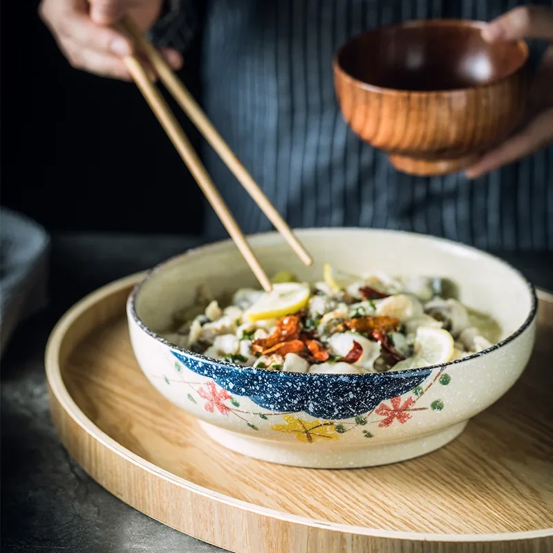 

Japanese Style Tableware Set Rib Retro Domestic Ceramic Restaurant Table Decoration Sour Beef Boiled Fish with Pickled Cabbage