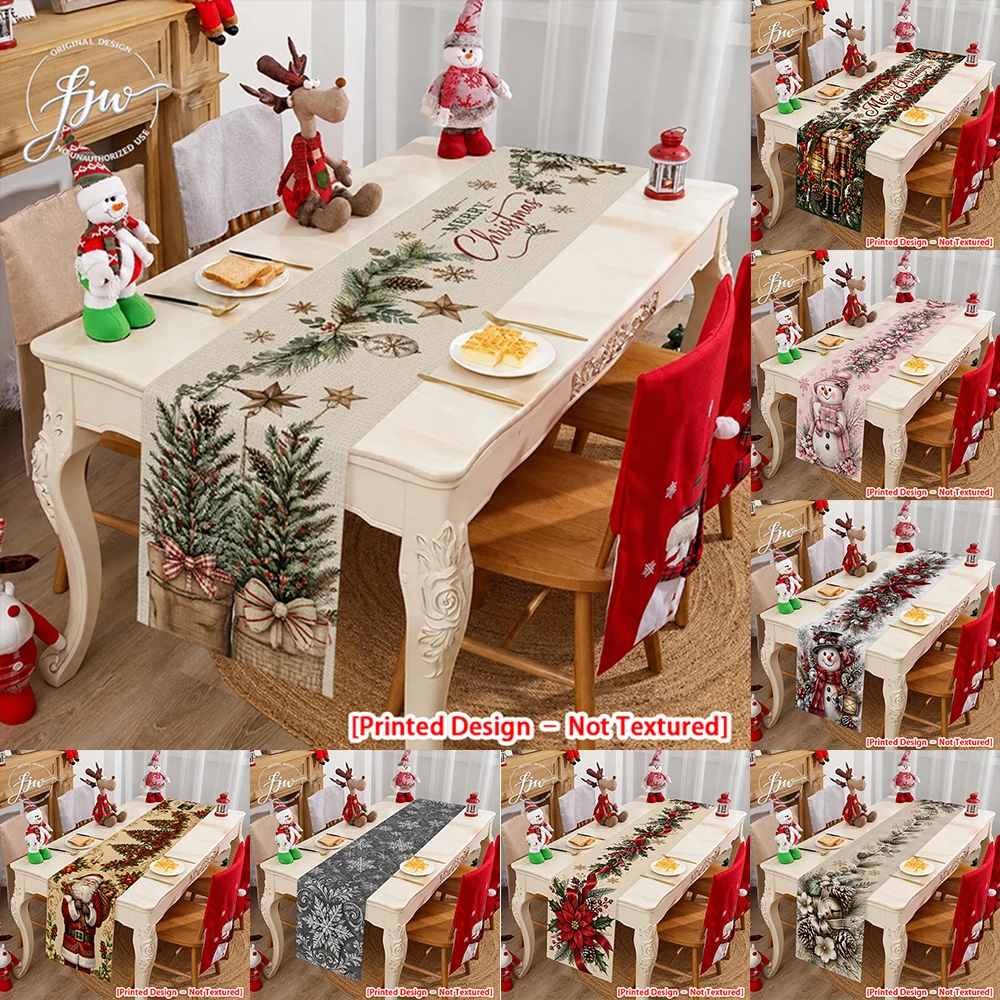 1pc Christmas Table Runner Festive Holiday Dining Table Decor for Winter Party Christmas Home Kitchen Dining Room Decoration