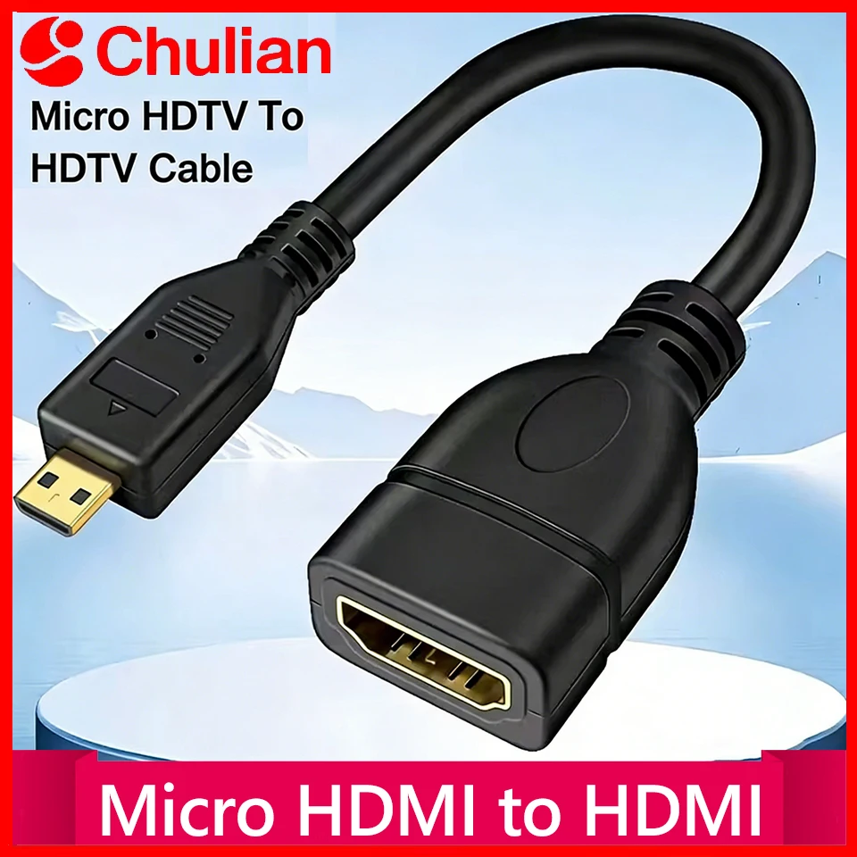 4K 60Hz Micro HDTV To HDTV Data Transmission Line for Raspberry Pi 5/Pi 4 Hero 7 6 A6000 Camera HDTV Cable