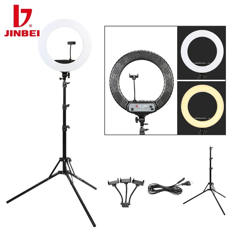 

JINBEI LR480C LED Ring Light 18 Inch Mood Lamp Shooting Props 48W 480pcs Beads Selfie Fill-in Stand Lamp With Tripod For Tiktok