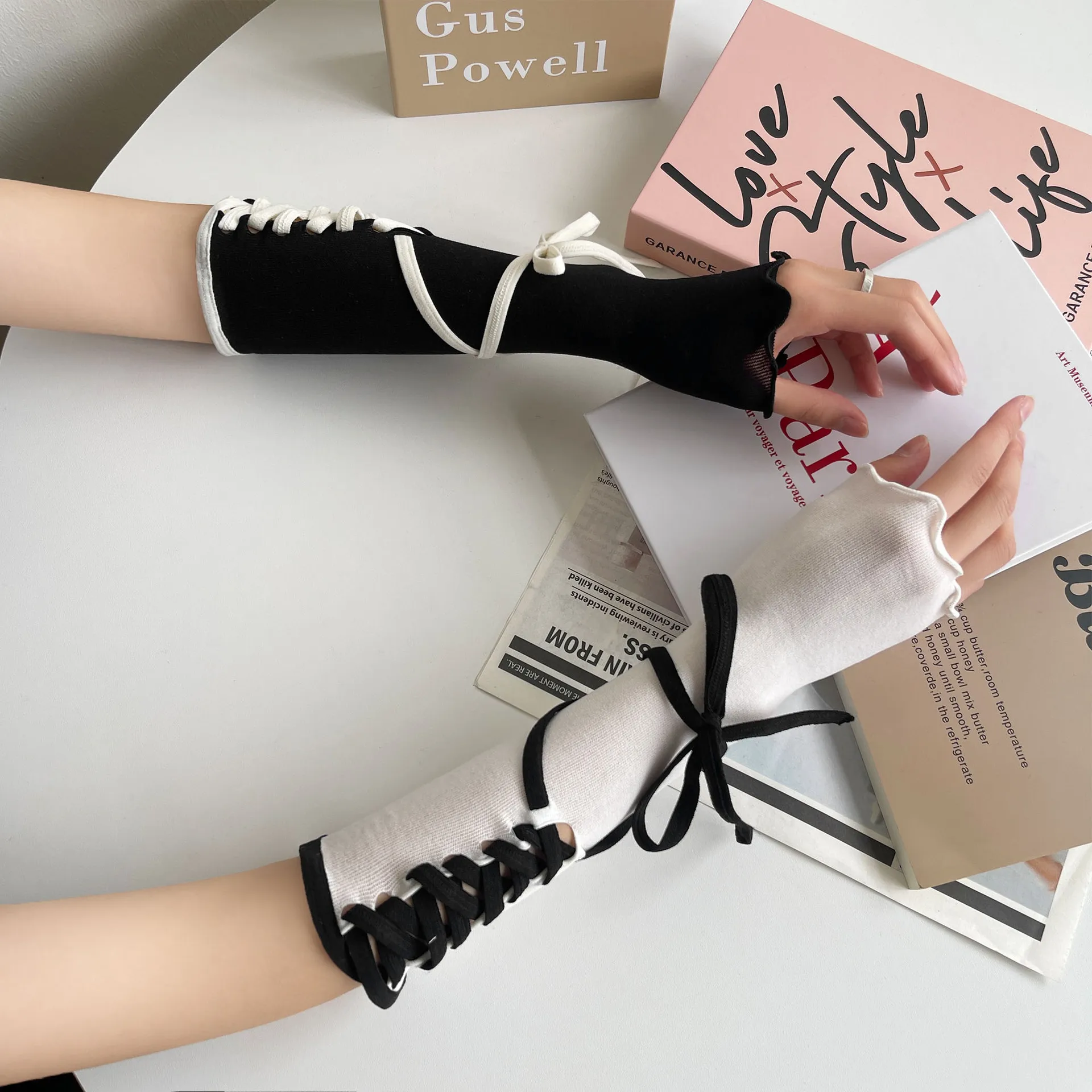 渋谷系ホットティーニットタイスリーブ Y2K パンクスタイル レーススイートハンドスリーブ JK ロリータハンドアクセサリー ショッピング デート用スリーブ