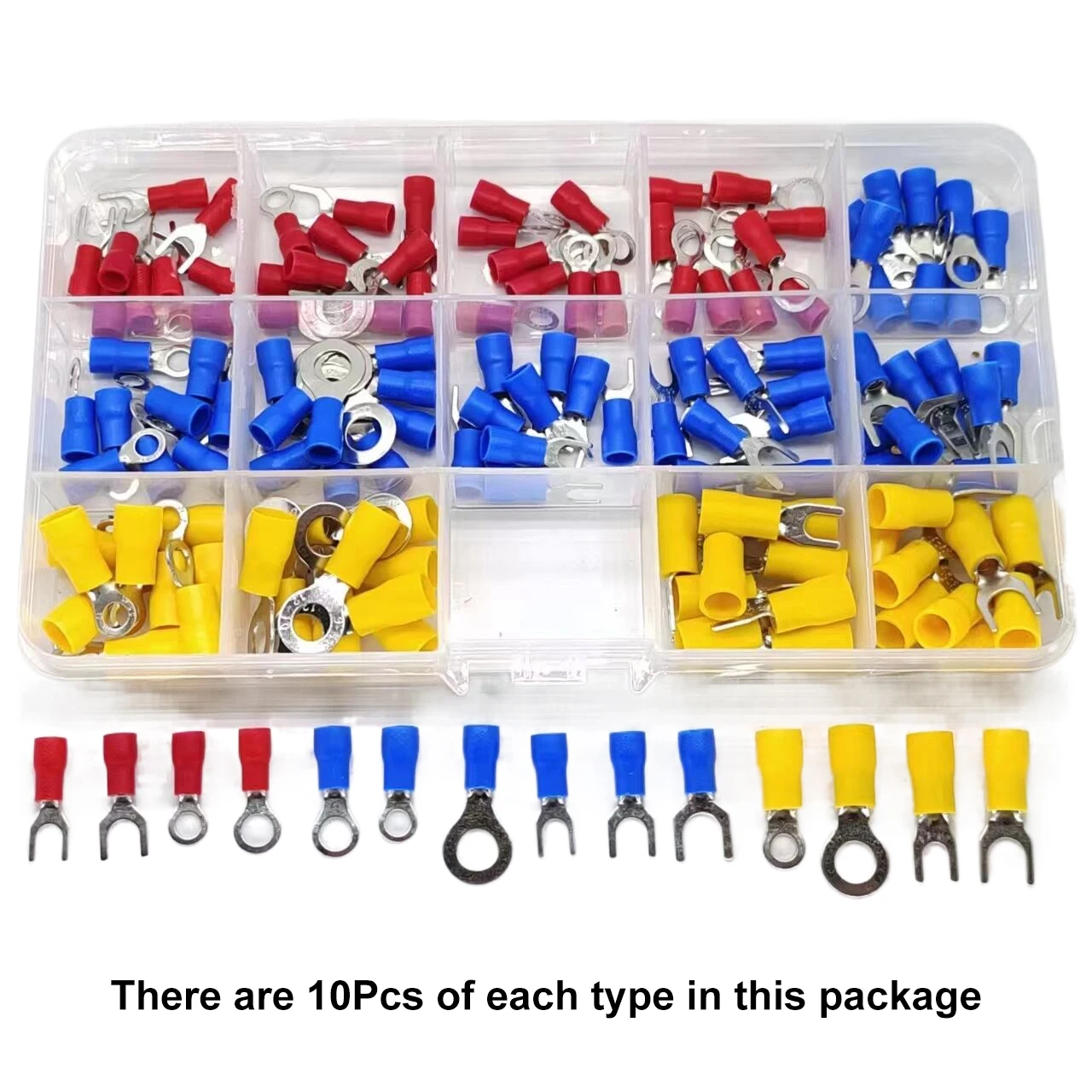 Geïsoleerde kabelconnector Elektrische draad Crimp Spade Butt Ring Vork Set Ring Elektrische krimpschoenen Gerolde terminals Diverse kit