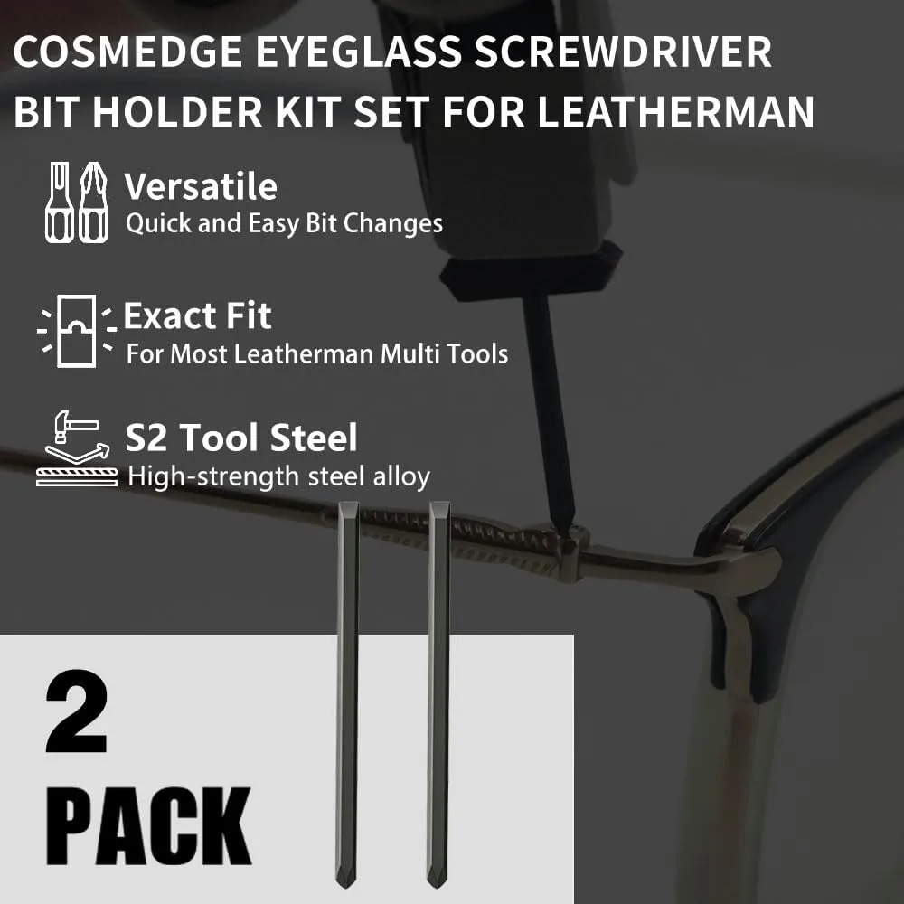 2 Pack S2 Steel Double-Ended Phillips & Flat Eyeglass Bits Replacement Kit Fit for Leatherman