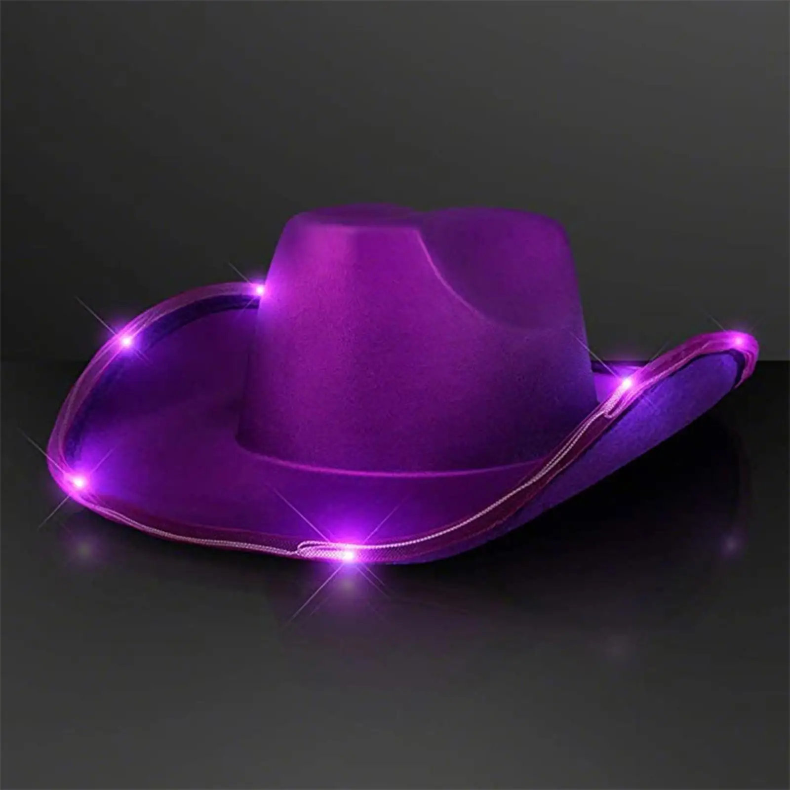 

Light up Cowboy Hat Dress up Pearlescent Costume Accessories Glow Wide Brim LED