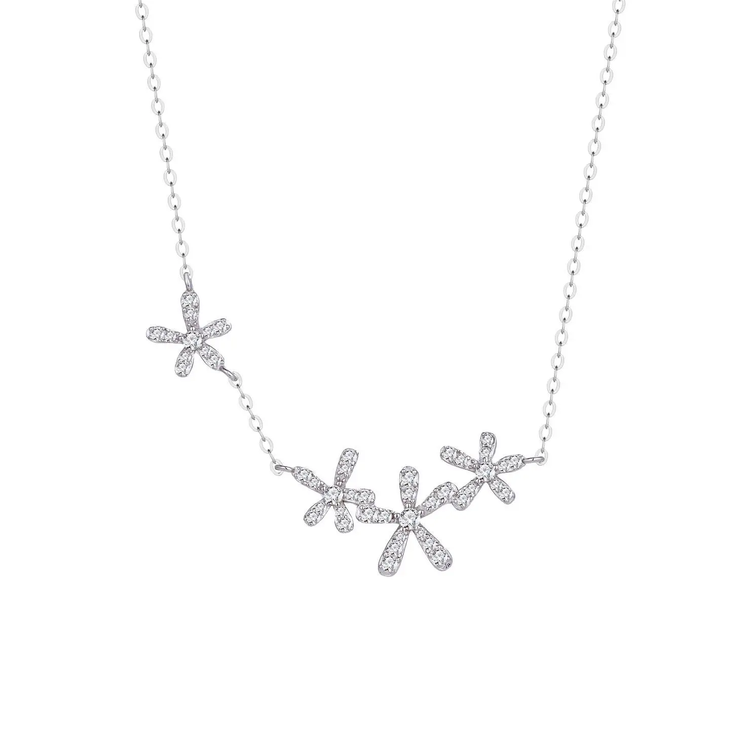 

Изысканное ожерелье с цирконием для женщин, чистое серебро 925 пробы, подвеска с цветком, ожерелья, трендовые ювелирные изделия 2025 года