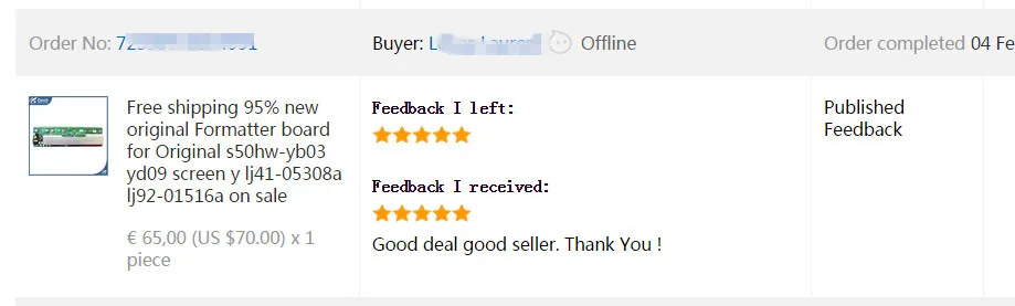 Placa original para PT50618, PT50700, LJ41-05308A, funciona bien