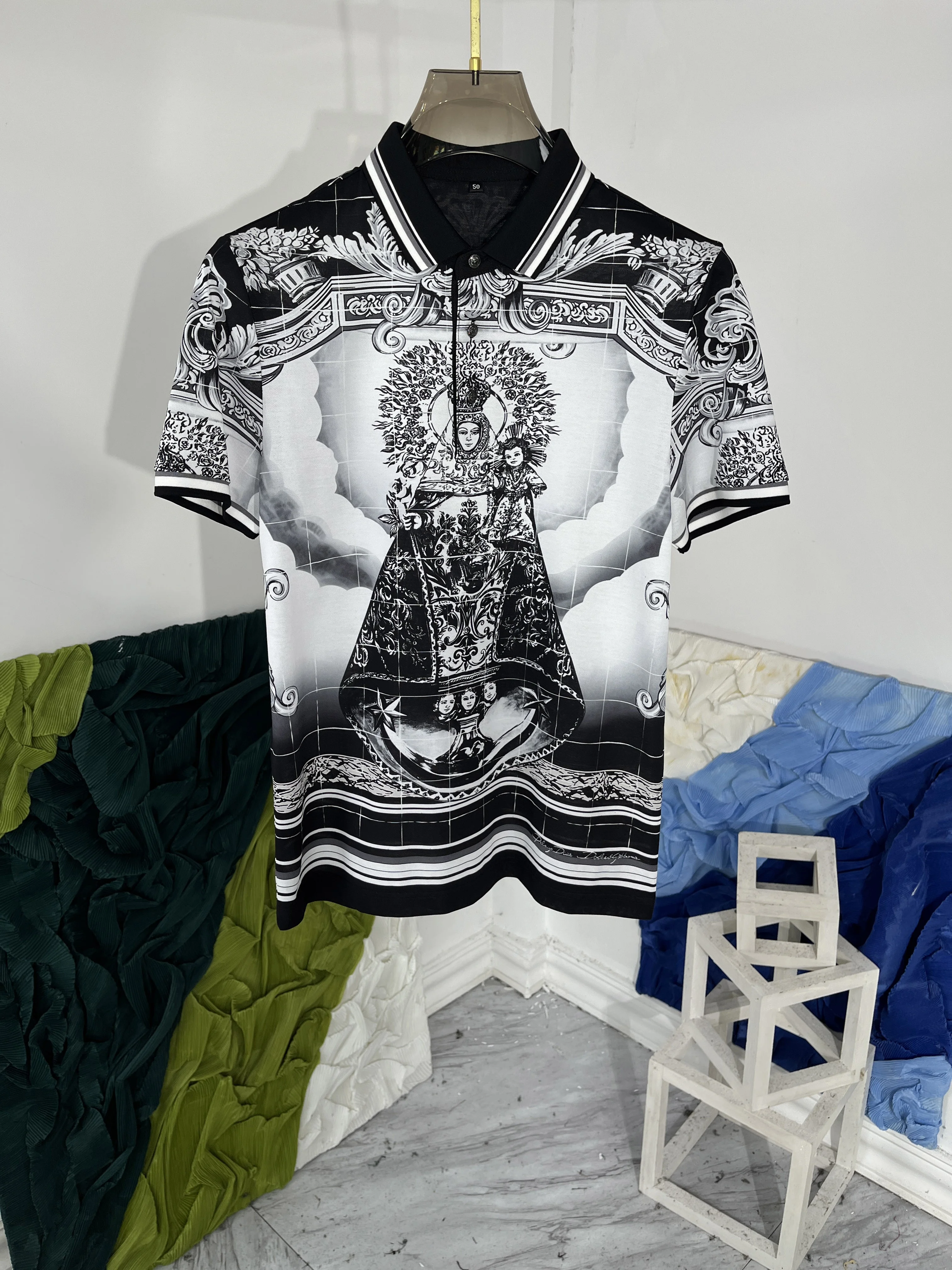 2024 Spring Summer Hot Fashion Men's High Quality Print Short-sleeves Polo Shirt C313