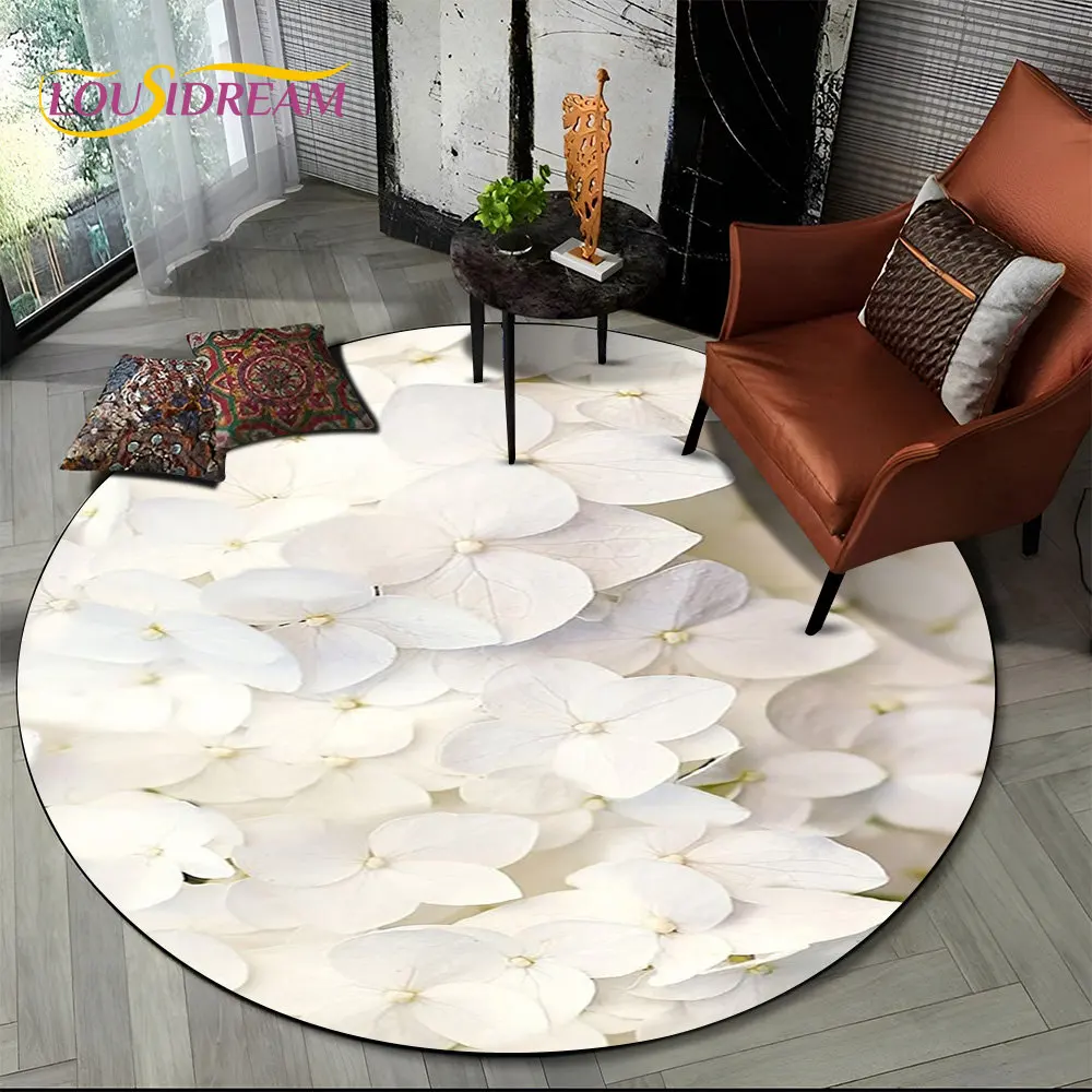 

Daisy & Sunflower Nordic Flower Round Area Rug – Non-Slip Floor Mat for Living Room, Kids Bedroom, Sofa, Playroom Decor