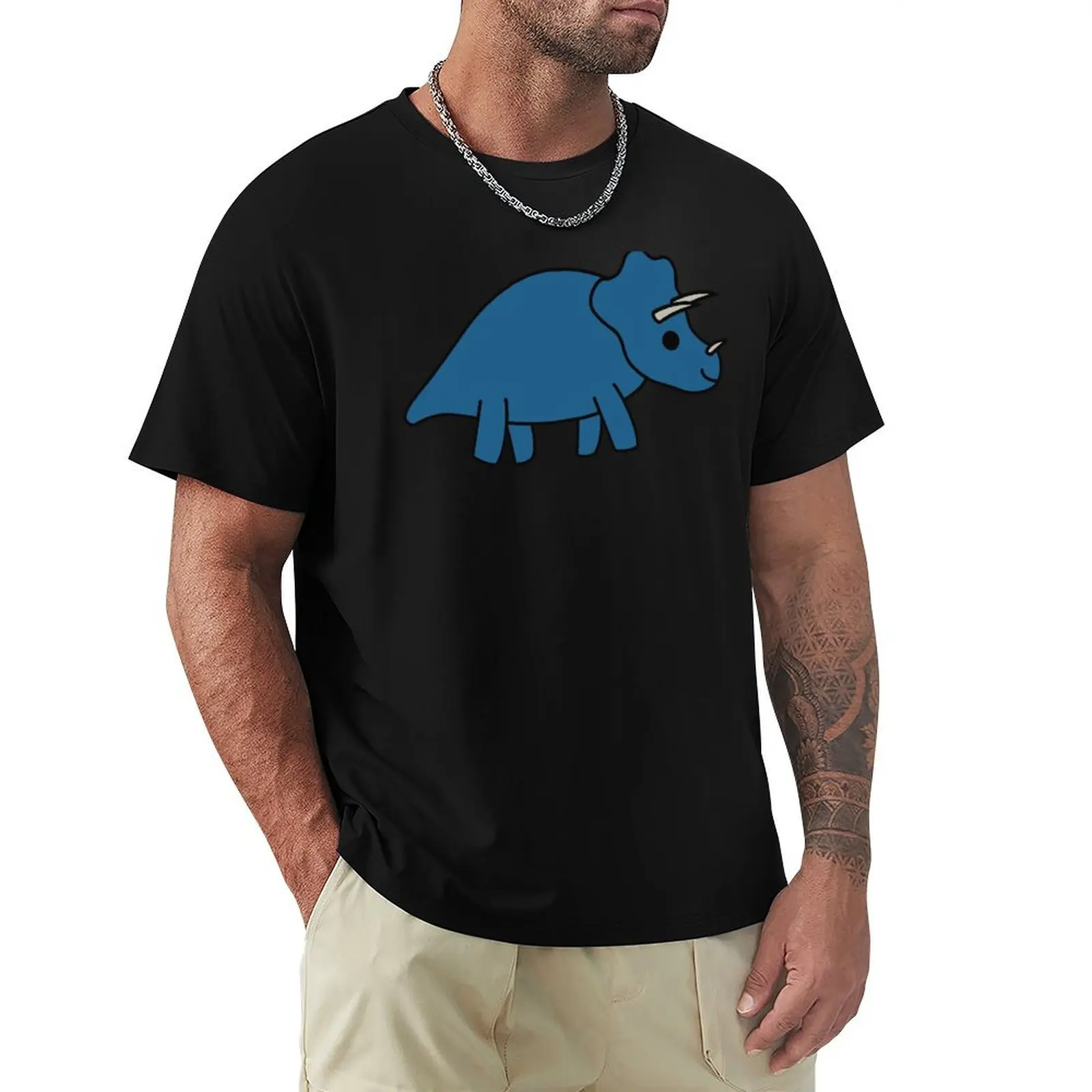 Cute Kawaii Triceratops Dino T-Shirt summer clothes cheap stuff Aesthetic clothing oversizeds heavy weight t shirts for men