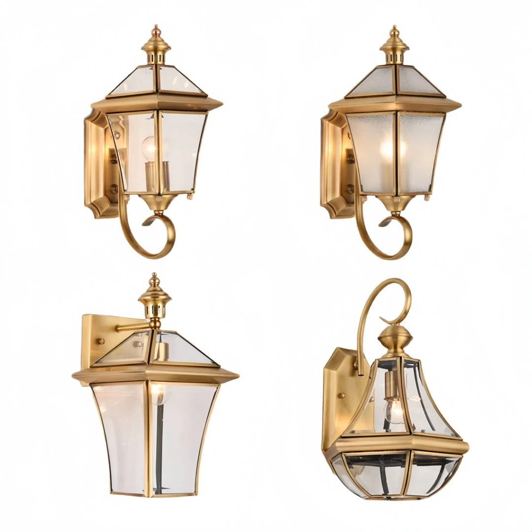 

European Outdoor Wall Lamp Waterproof Brass Lamps Stair Aisle Courtyard Copper Light Balcony Project Custom Villa Wall Sconce
