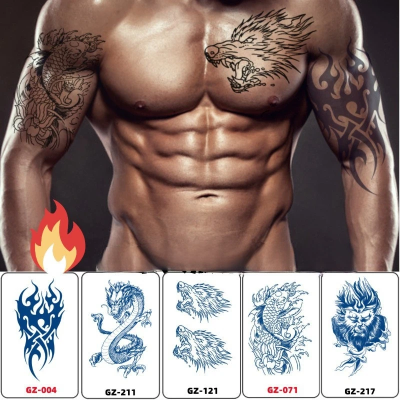 11x18cm Non Reflective Herbal Tattoo Sticker, Waterproof Sweat Juice Tattoo Sticker, Internet Famous Tattoo Sticker