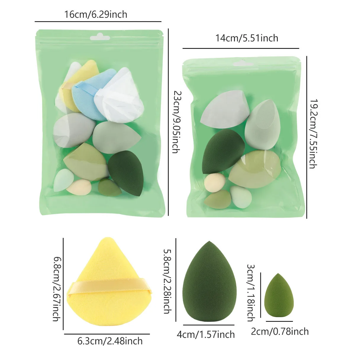 Ensemble d'éponges de maquillage mélangeur 11 pièces, mélangeur de maquillage d'éponge de beauté impeccable pour la série liquide multicolore