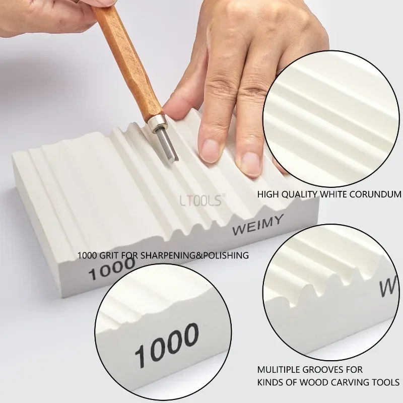 1000 Grit Carving Knife Sharpening Stone Multiple Grooves Forkinds of Wood Carving Tool White Corundum Shsrpening Polishing Tool