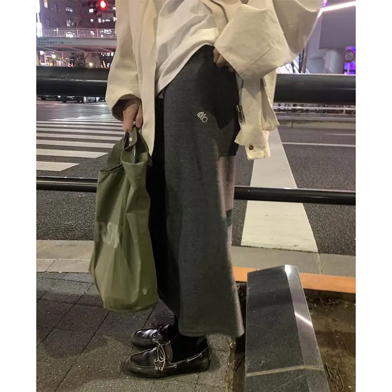 

Ele Простая длинная юбка-миди с эластичной резинкой на талии, однотонная вышивка, высокая талия, дышащая удобная женская повседневная одежда