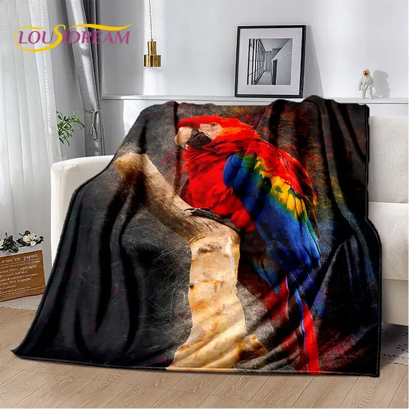 Macaws Colorful Birds Parrot Soft Plush Blanket,Flannel Blanket Throw Blanket for Living Room Bedroom Bed Sofa Picnic Cover Kids
