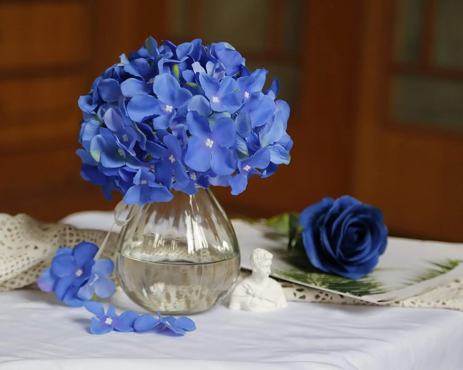 6 Stück 8,7 Zoll Seiden-Hortensien-Blütenköpfe mit Stielen, künstliche Hortensien-Blumen für DIY-Hochzeits-Mittelstück, Heimdekoration – Detail 10