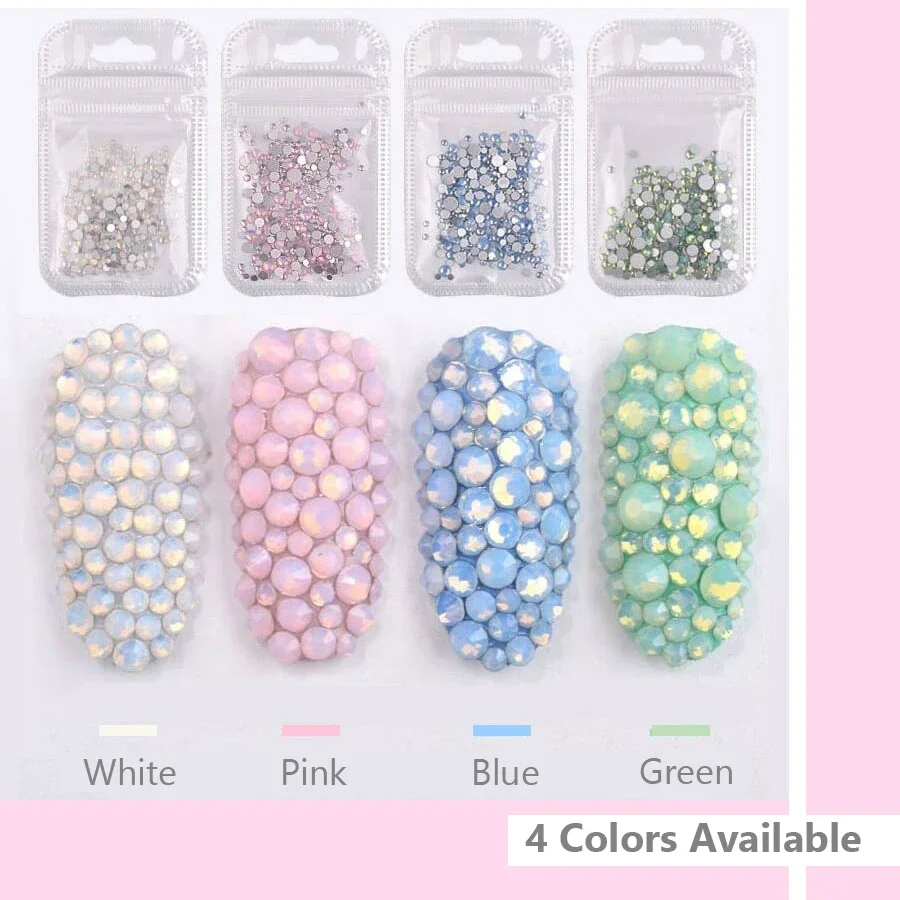 1 Pack Mix Opal Crystal Nail Art Rhinestones 3d Charm Glass Flatback Non Hotfix DIY Nail Jewelry Sticker Decorations For Nails