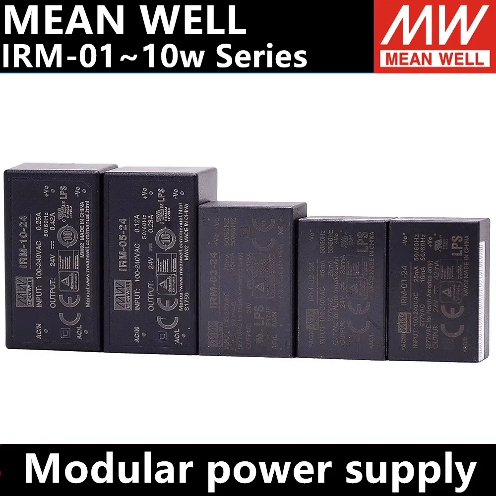 IRM-01/02/03/05/10 meanwell power supply ac dc 3.3/5/12/15/24V class 2 design smps Waterproof dustproof miniature