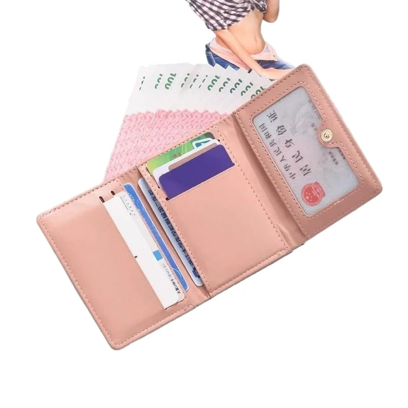 New PU Korean Style Cute 3 Fold Short Wallet Multi Functional Trendy Small Folding Card Holder Purse For Daily Use - view 5