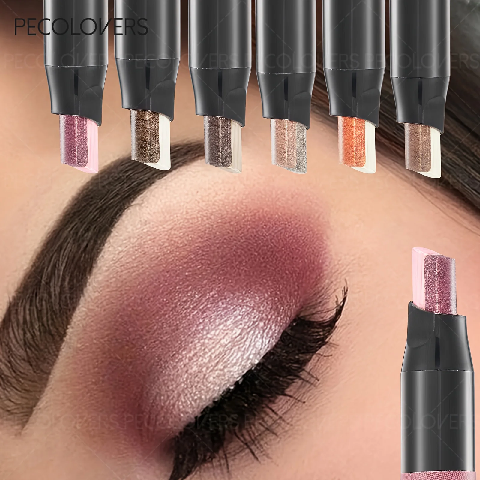 Glitter dupla cor sombra vara gradiente metálico à prova dwaterproof água dois tons de longa duração shimmer sombra caneta 2 em 1 maquiagem dos olhos