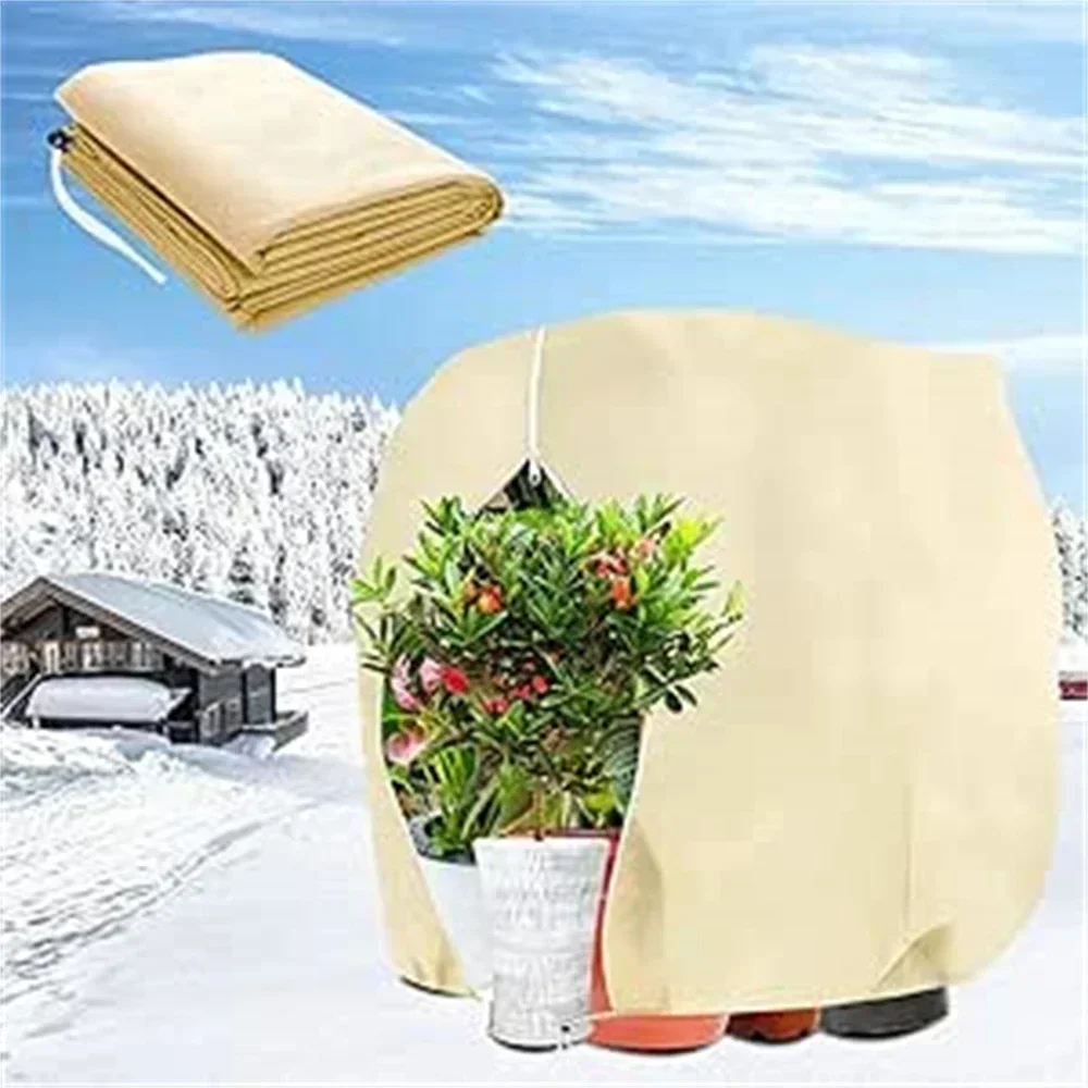 

Winter Protection Bag for Plant Strong Frost Protection Plant Cover Tree Covers with Zip Drawstring Breathable Beige