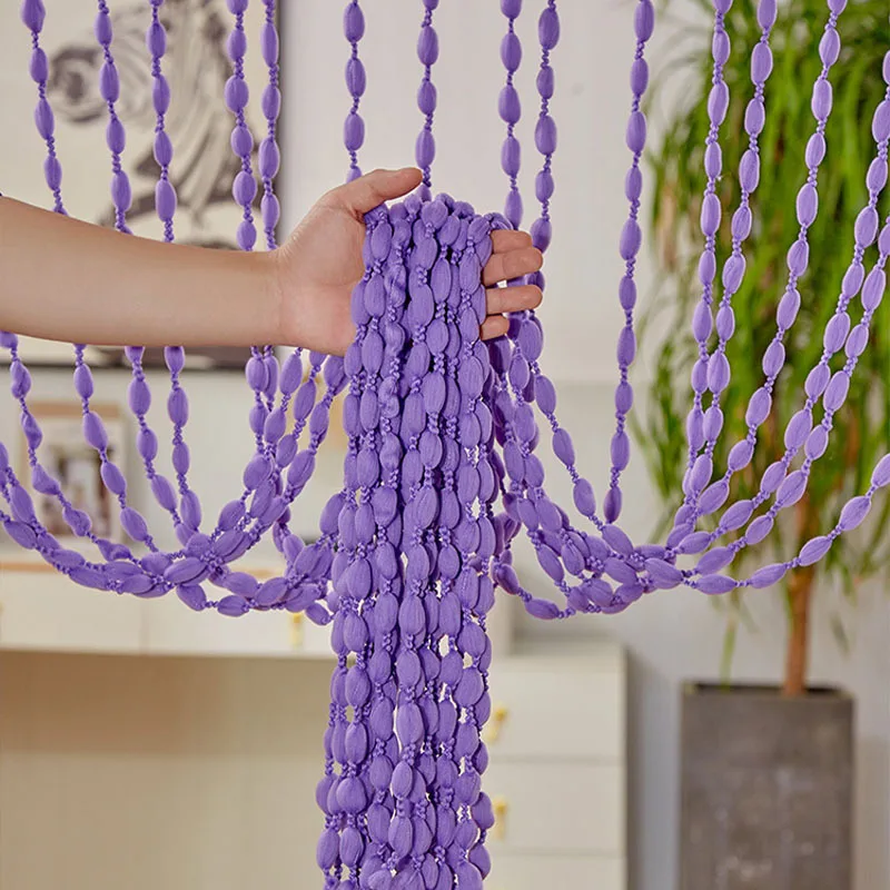 Cortina de cadena para puerta, cortina con borlas, cuentas de punto, divisor de partición para decoración del hogar, sala de estar, dormitorio, boda, colgante