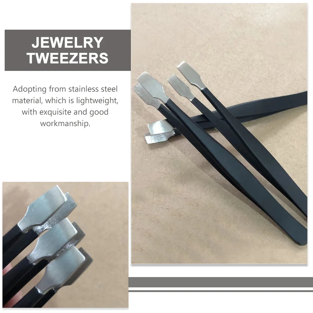 

3Pcs Eyelash Tweezers Stainless Steel Stamp Tweezers Lightweight Precision Crafting Tool Jewelry False Eyelashes Applicator