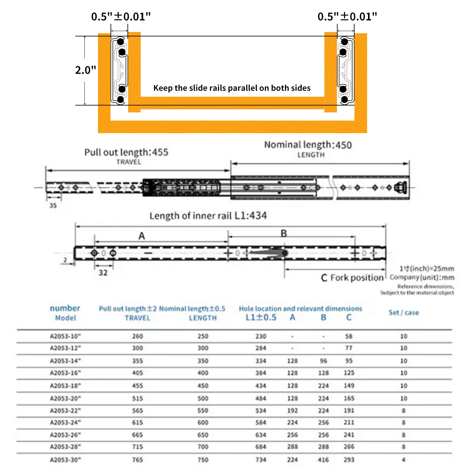 Imagem -05 - Heavy Duty Bloqueio Gaveta Slides Extensão Completa Trilho de Rolamento de Esferas com Bloqueio Montagem Lateral Armário rv Tool Box Runner 150 lb Par