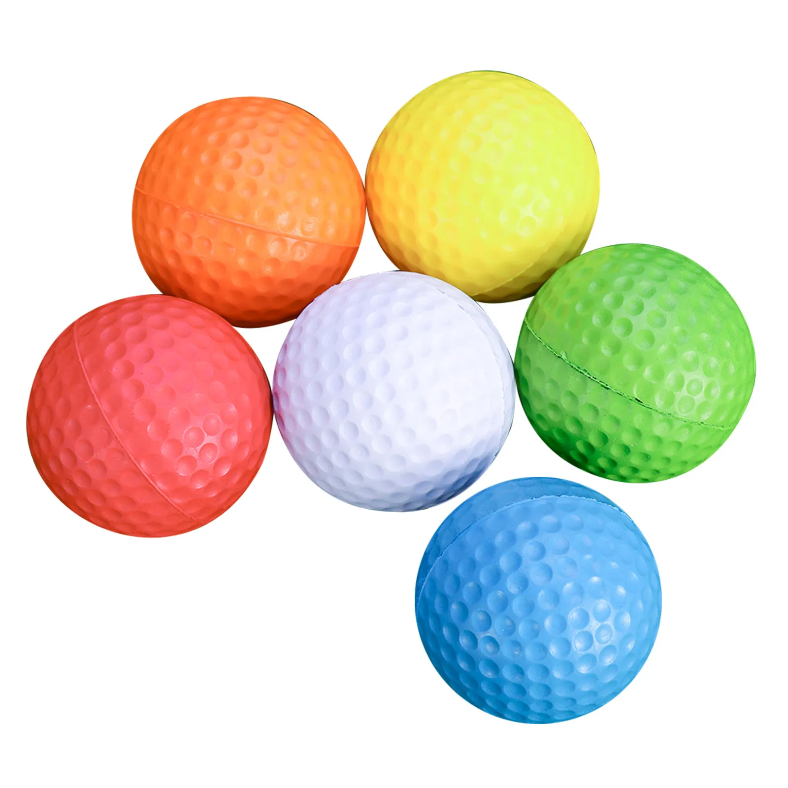 

6Pcs Colored Golf Practice Balls PU Lightweight Non-Damaging Training Ball for Home Pet Play Sports
