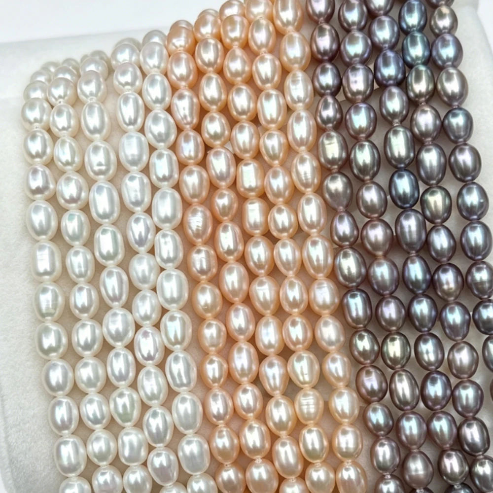 

AAA 5–6mm High-Quality Rice-Shaped Semi-Precious Pearls Natural Pearl Strand Beads for Jewelry Making DIY Necklaces Bracelets