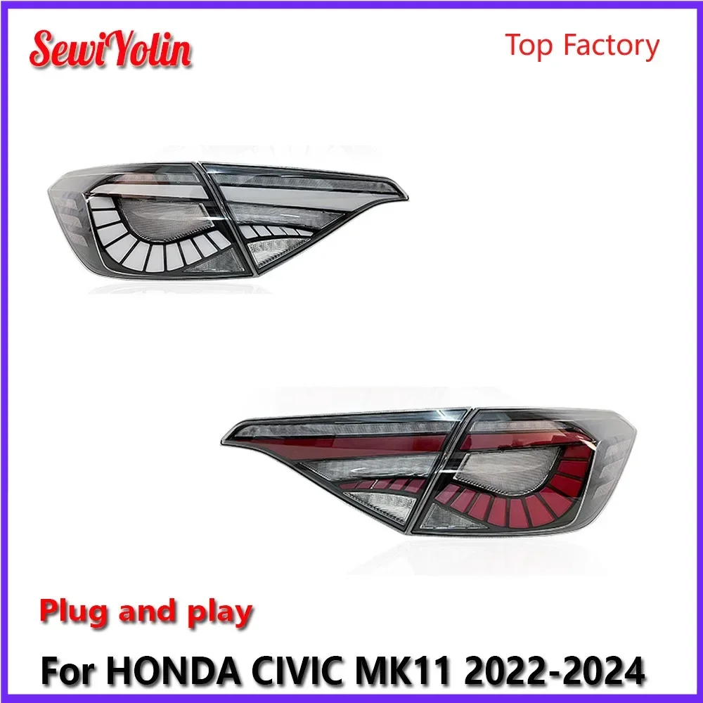 

Car LED Tail Light Assemblies For HONDA CIVIC MK11 2022-2024 Auto Fog DRL Brake Turn Signal Lamp Plug And Play