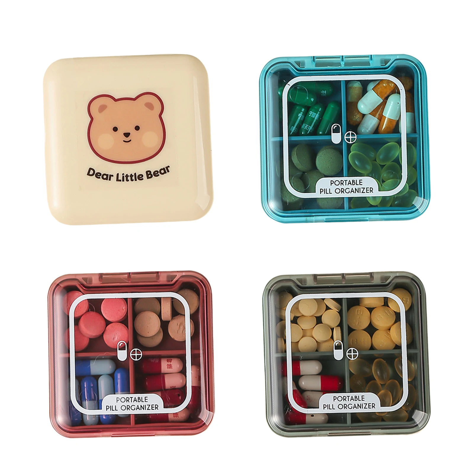 Multi-Grid Tablets Case Multipurpose Tablets Storage Box For Home Outdoor