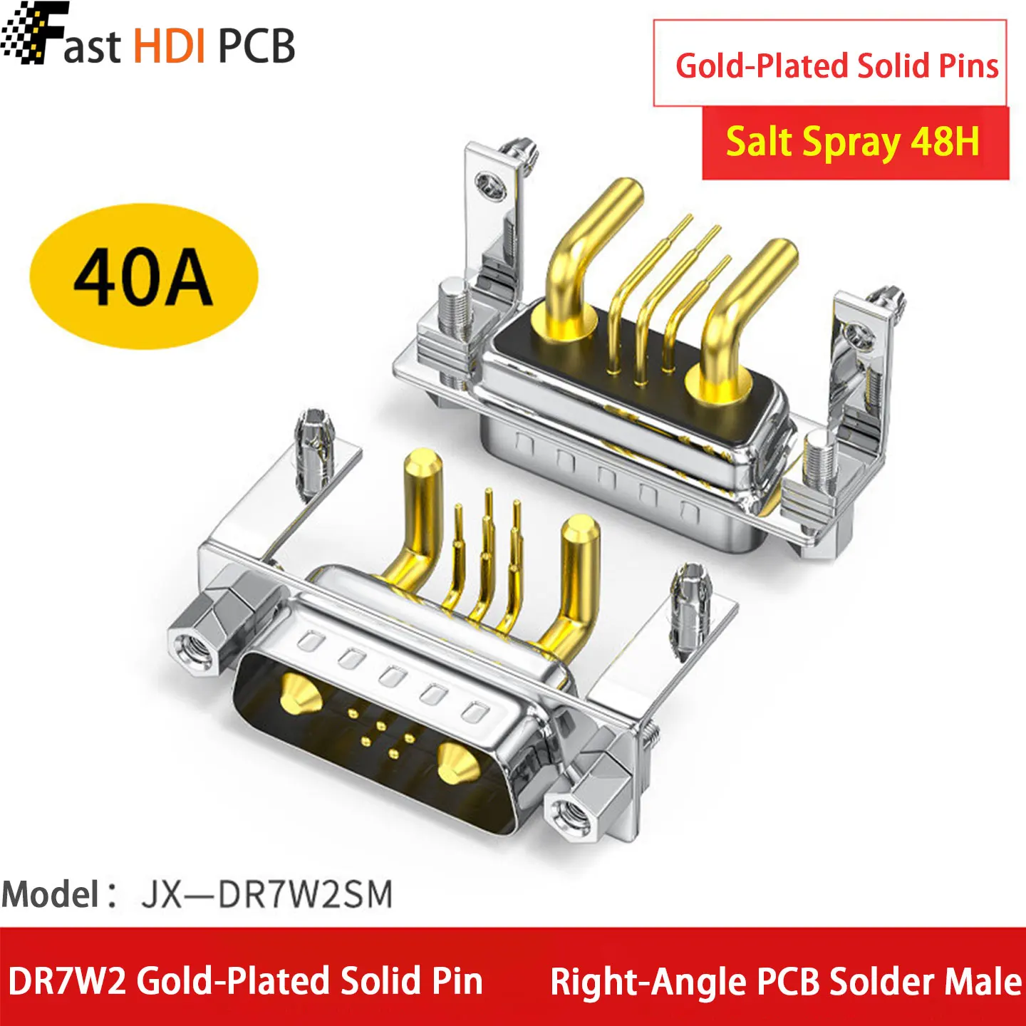 7W2 Mixed Power Connector D-Sub Solder Type Gold Plated Solid Pin Straight/Right Angle Male Female for Industrial Power Supply