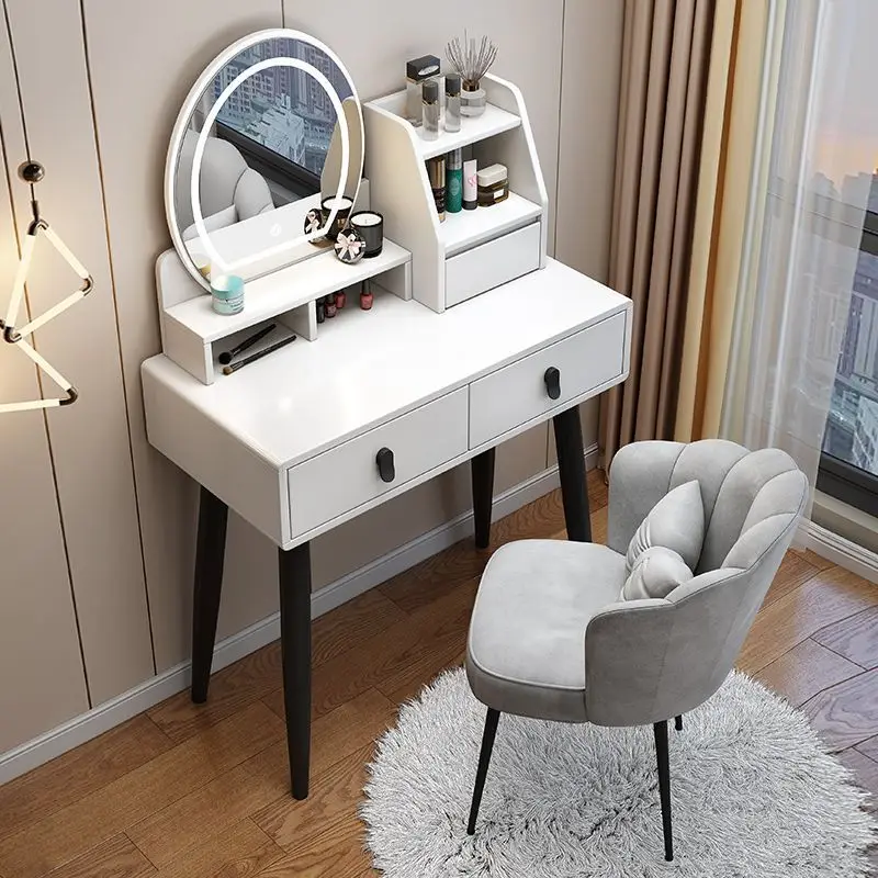 Bedroom 80cm 100cm MDF Board Mirrored Makeup Dressing Table Set