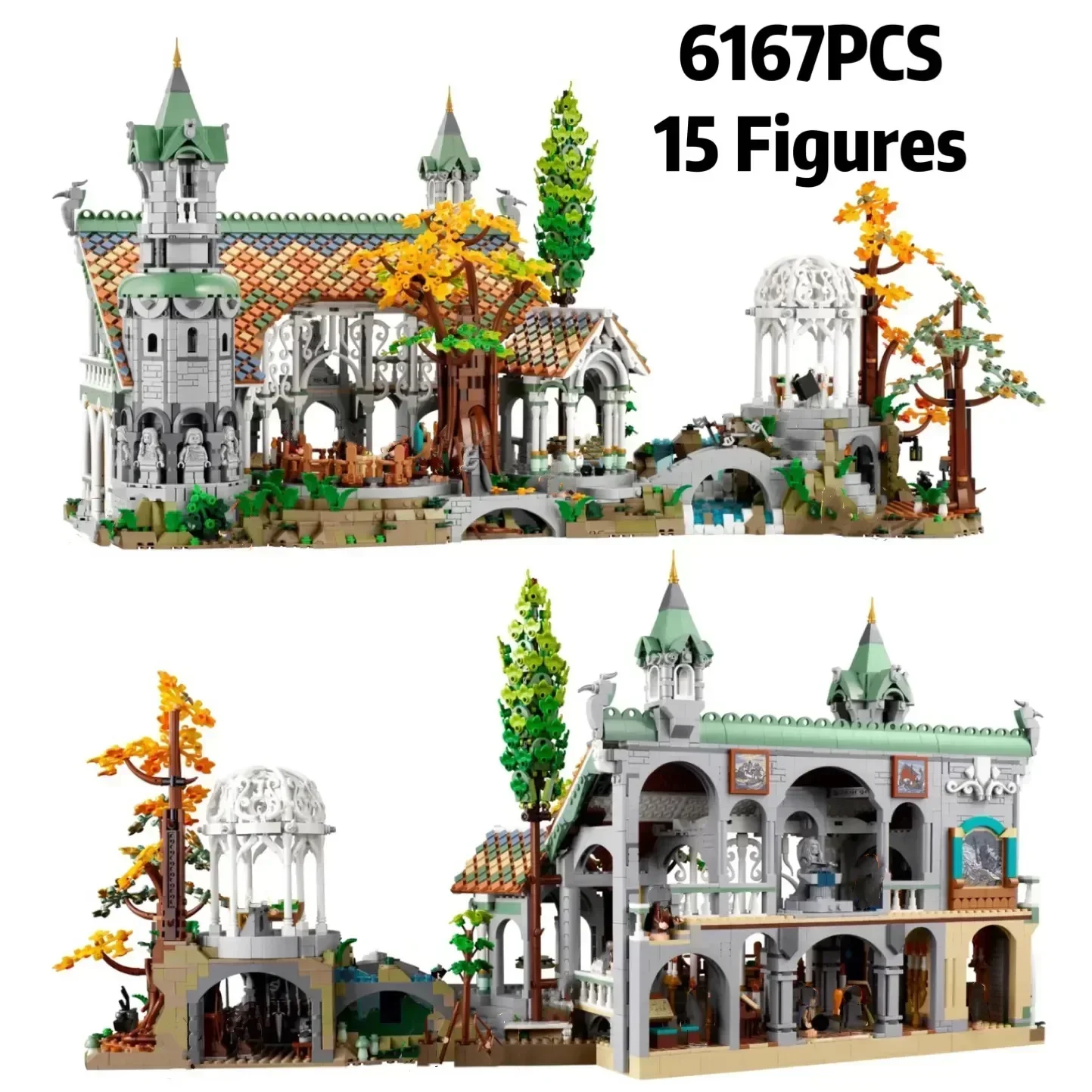 New In Creative Icons Movie Lorded of RingsCastle Model Building Blocks Brick 10316 Street View Toys 6167Pcs