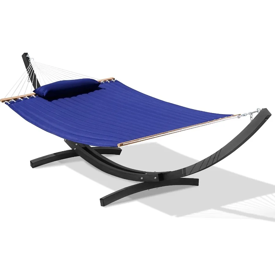 Lazy Daze 12 Feet Double Quilted Hammock with Curved Steel Black Stand