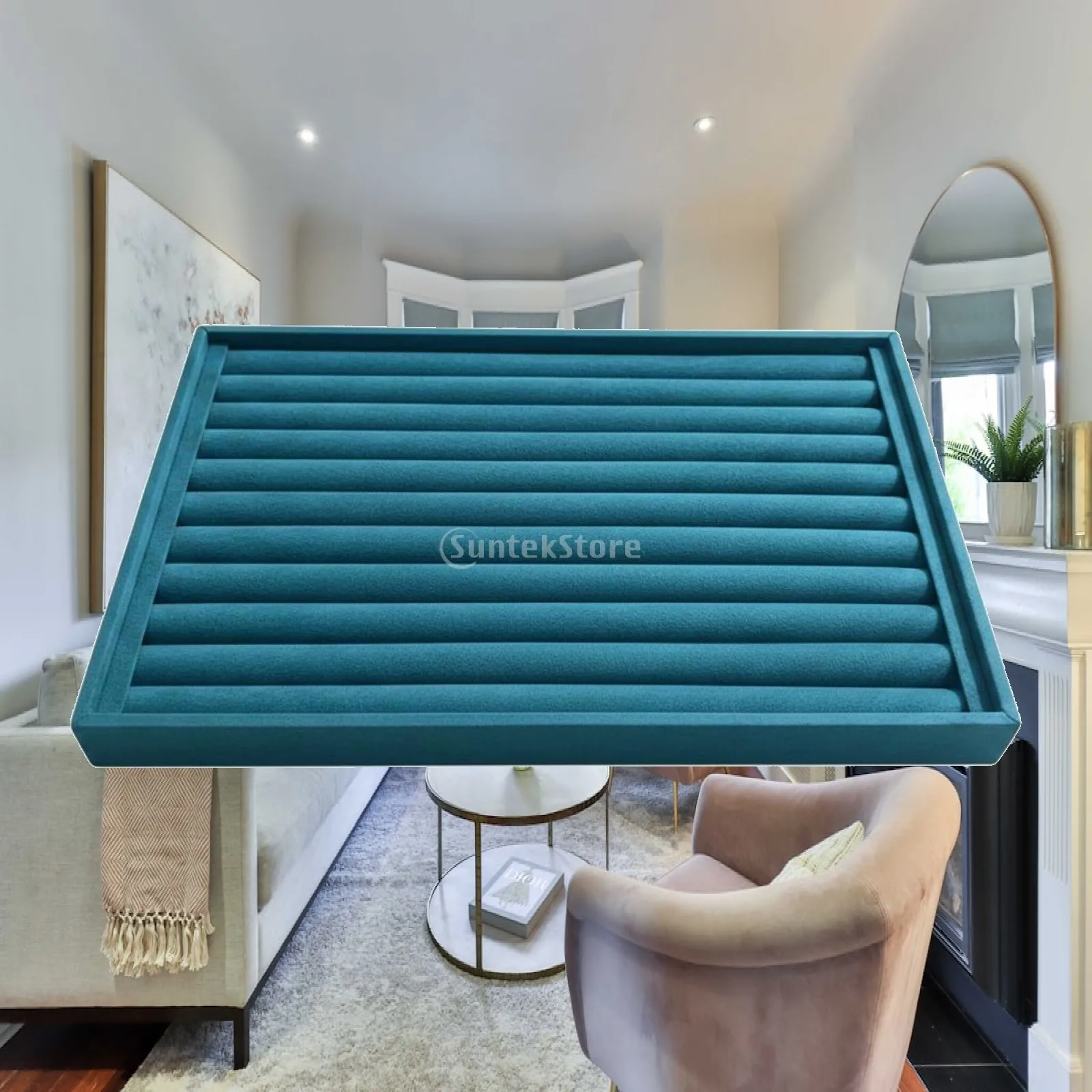 Jewelry Display Tray Velvet Organizer for Rings Retail Countertop Jewelry Case Storage and Presentation