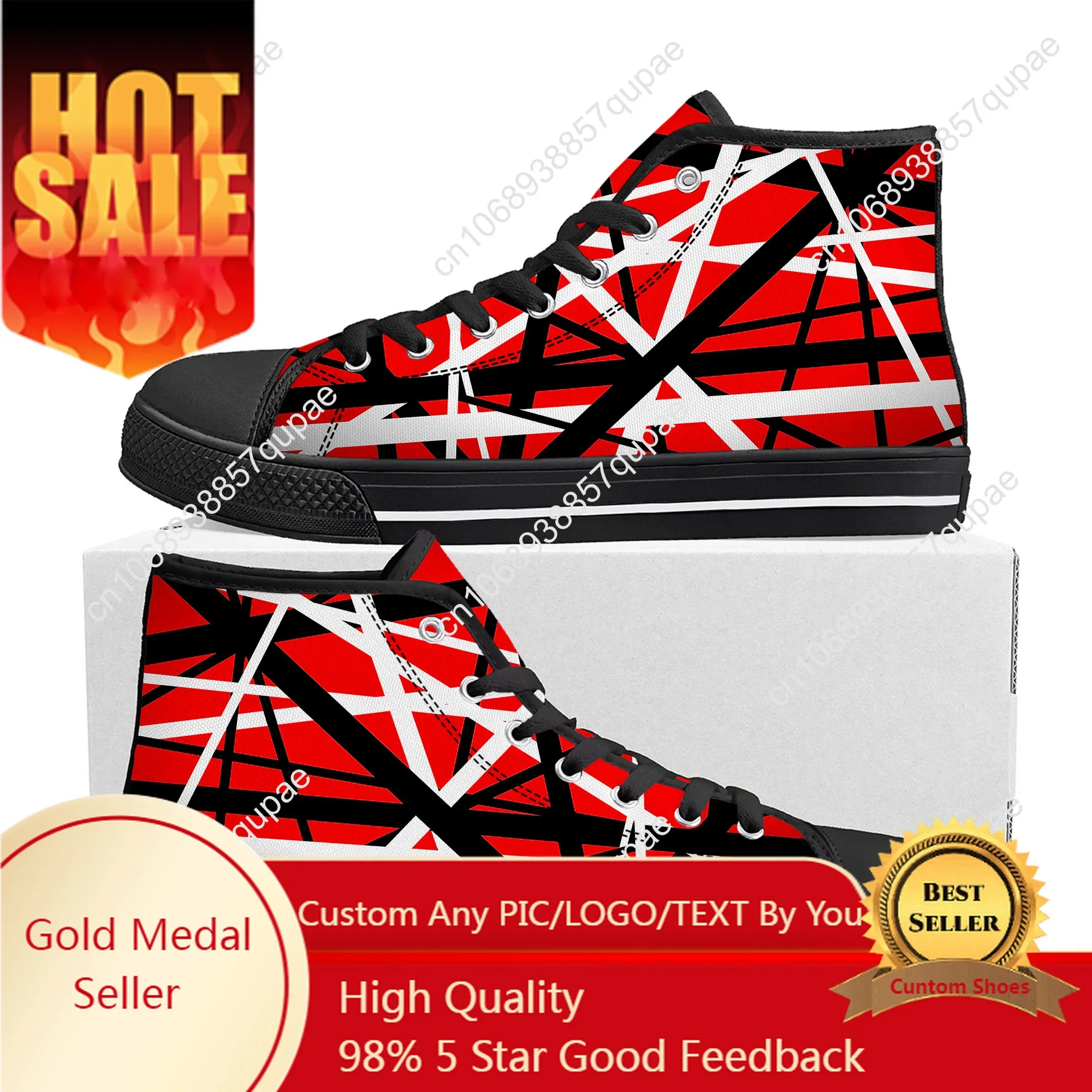 

Van Evh 1984 Stripes Halen High Top Sneakers Men Women Teenager High Quality Canvas Sneaker 5150 Casual Couple Shoes Custom Shoe