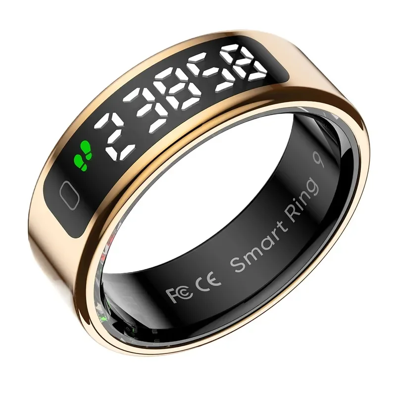 Smart Ring with Display for Men Women Gesture Control Sleep Heart Rate SpO2 Monitor Health Tracker Pedometer Calorie