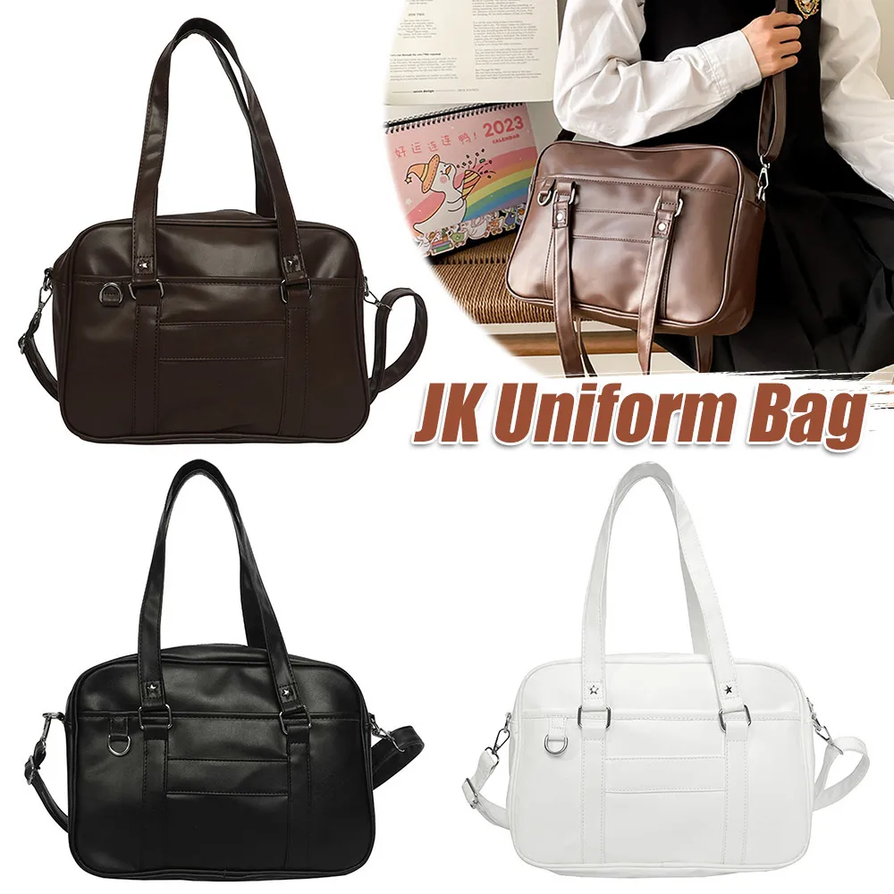 

Japanese School Handbag PU Leather JK Uniform Bag with Adjustable Strap Ita Bag with Zipper Closure Underarm Bag Messenger Bag