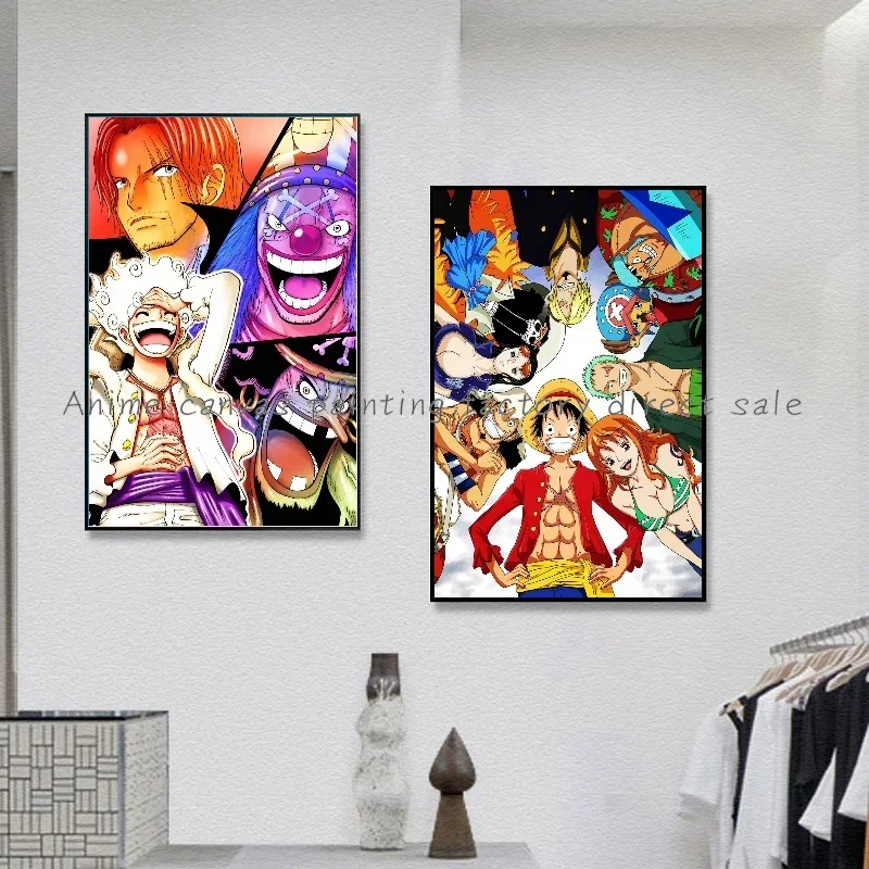 Hot Blooded One Piece Anime Characters Collection High Quality Retro Poster Wall Canvas Painting Room Home Decor Accessories