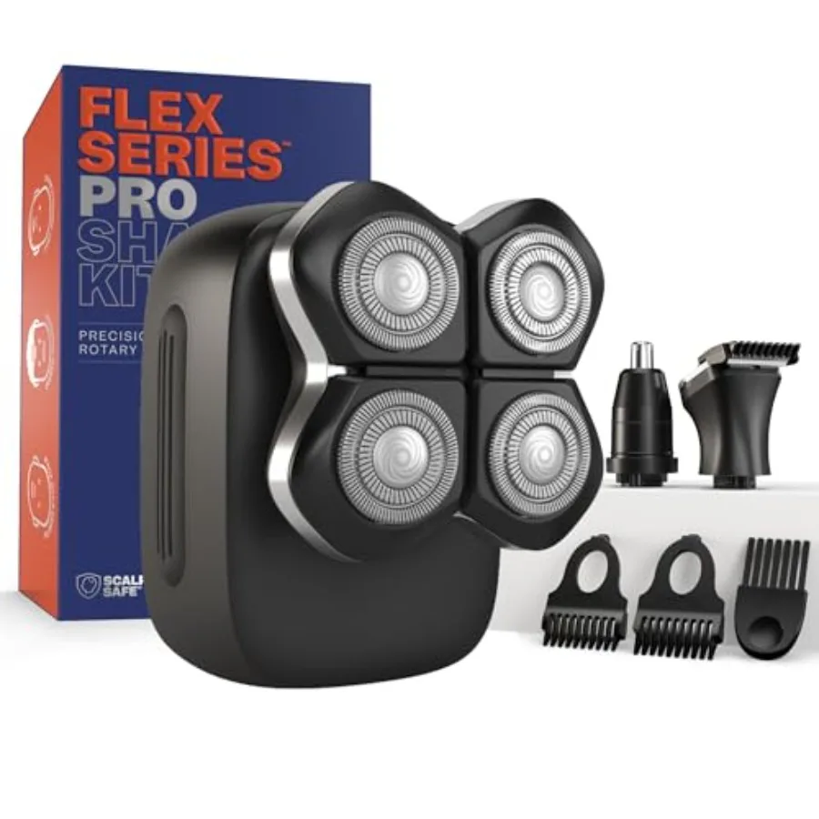 Electric Head and Body Hair - Mens Cordless Waterof Razor with Rotary Blades