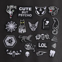 2024 New Animals Wolf Leopard Spider Web Patches Black Animal Pokers Rose Wolf Cat Appliques Iron On Clothes Jeans Badges