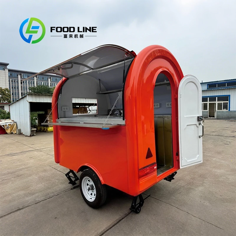 

Customized Outdoor Commercial Food Trailer Mobile Snack Cart Stainless Steel Rustproof Vending Truck