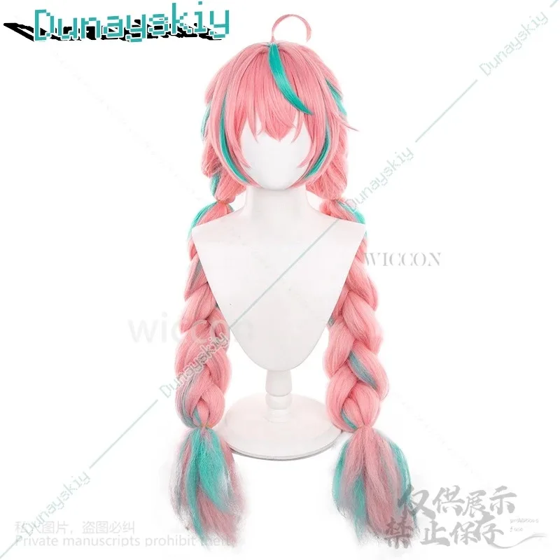 Juego Genshin Impact Cosplay Varesa 100cm pelo largo peluca de pelo trenzado rosa para niñas mujeres gorro de peluca gratis Anime Halloween personalizado