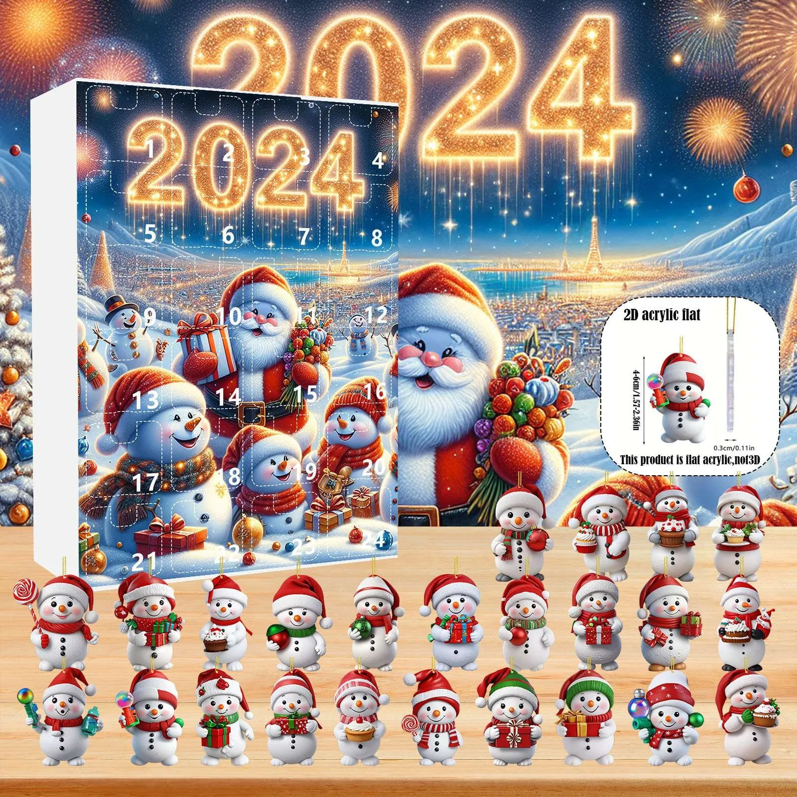 24 Days Christmas Holidays Advent Calendar Snowman Toy Xmas Countdown Calendar 2024 Christmas Decorations