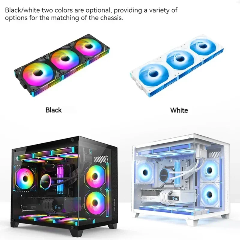 ICE الحوت PJ-1 3 في 1 قطعة حافظة مروحة مرآة دورة ARGB ضوء 120 مللي متر 800-2000 دورة في الدقيقة PWM هيكل منخفض الضوضاء مروحة تبريد المياه